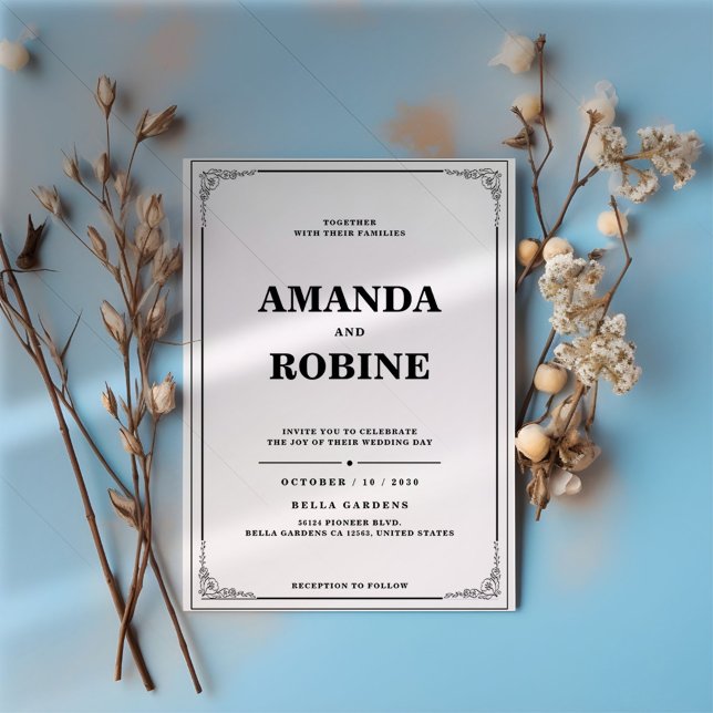 Black and White Elegant Simple Wedding Invitation (Creator Uploaded)