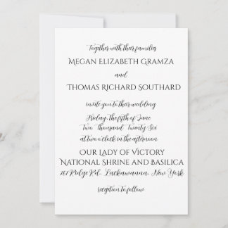 Black and White Elegant Simplicity Wedding Invite
