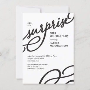 Black and White Elegant Surprise Birthday Party Invitation