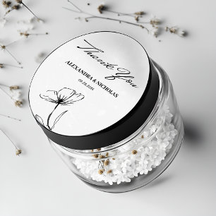 Black and White Elegant Thank you Wedding Favour Classic Round Sticker