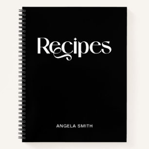 Black and White Elegant Typography Recipes Notebook