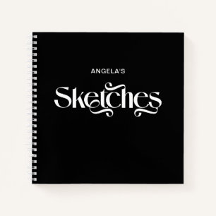 Black and White Elegant Typography Sketches Notebook