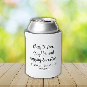 Black And White Elegant Wedding Cheers to Love Can Cooler