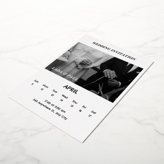 Black And White Elegant Wedding Invitation (Rotated)
