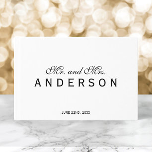 Black and White Elegant Wedding Mr and Mrs Script Guest Book