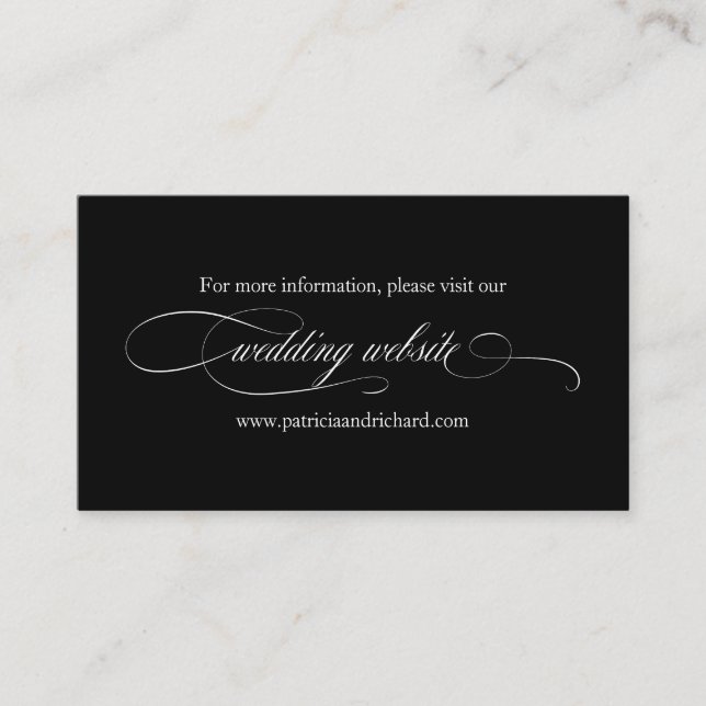 Black And White Elegant Wedding Wedding Website Business Card (Front)