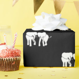 Black and White Elephant Gift Exchange Wrapping Paper