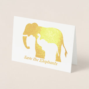 Black and White Elephants Foil Card