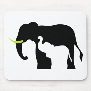 Black and White Elephants Mouse Pad
