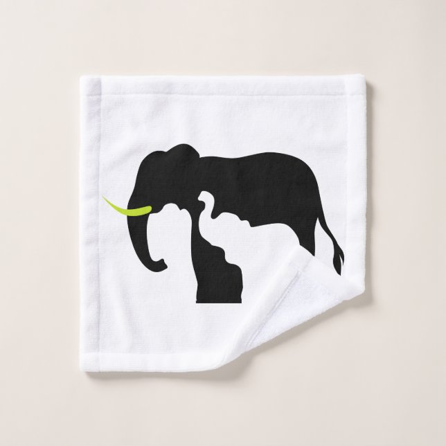 Black and White Elephants Wash Cloth (Wash Cloth)