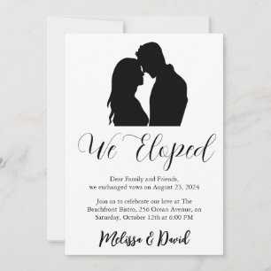 black and white elopement reception invitation