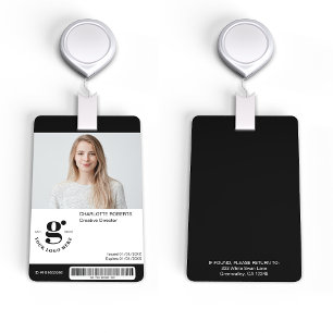 Black and White Employee Photo ID Badge