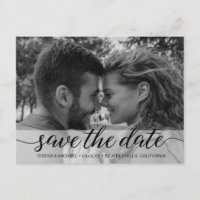 Black and White Enagement Photo Save the Date