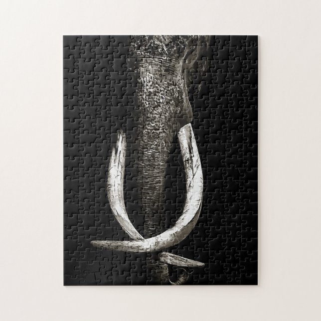 Black and White Endangered Elephant Jigsaw Puzzle (Vertical)