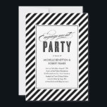 Black and White Engagement Party Invitations<br><div class="desc">Black and white engagement party invitations with a fun yet sophisticated stripe pattern design. Customise the wording with your future bride and groom's party information. Preview exactly what the finished invite will look like on screen before you order.</div>