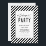 Black and White Engagement Party Invitations<br><div class="desc">Black and white engagement party invitations with a fun yet sophisticated stripe pattern design. Customise the wording with your future bride and groom's party information. Preview exactly what the finished invite will look like on screen before you order.</div>