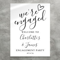 Black And White Engagement Party Welcome Sign