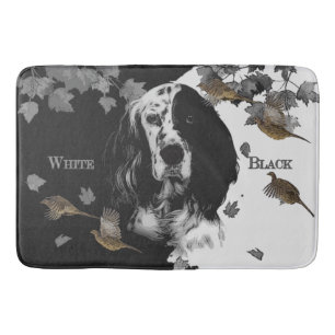 Black and white English setter Bath Mat