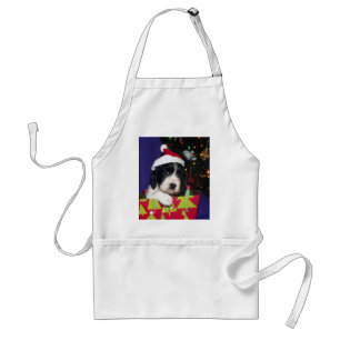 Black and White English Springer Spaniel Christma Standard Apron