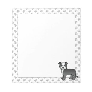 Black And White English Staffie Cute Cartoon Dog Notepad