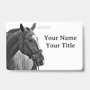 Black and White Equestrian Horse ID Badge