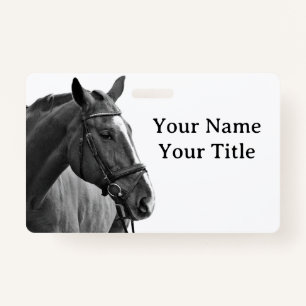 Black and White Equestrian Horse ID ID Badge