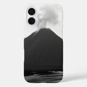 Black and White Erupting Volcano iPhone 16 Case