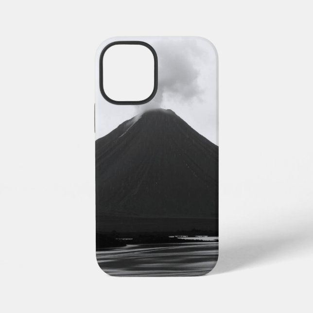 Black and White Erupting Volcano iPhone Case (Back)