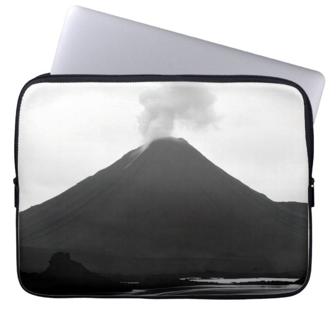 Black and White Erupting Volcano Laptop Sleeve (Front)