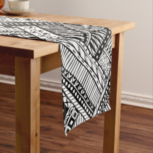 Black and White Ethinic Mix Pattern Table Runner