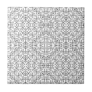 Black and White Ethnic Geometric Pattern Tile