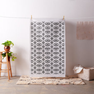 Black and white ethnic ikat, geometric pattern fabric