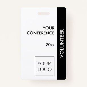Black and White Event Volunteer Logo Badge ID Badge