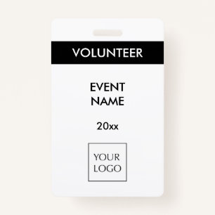 Black and White Event Volunteer Logo Badge ID Badge