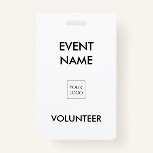 Black and White Event Volunteer Logo ID Badge