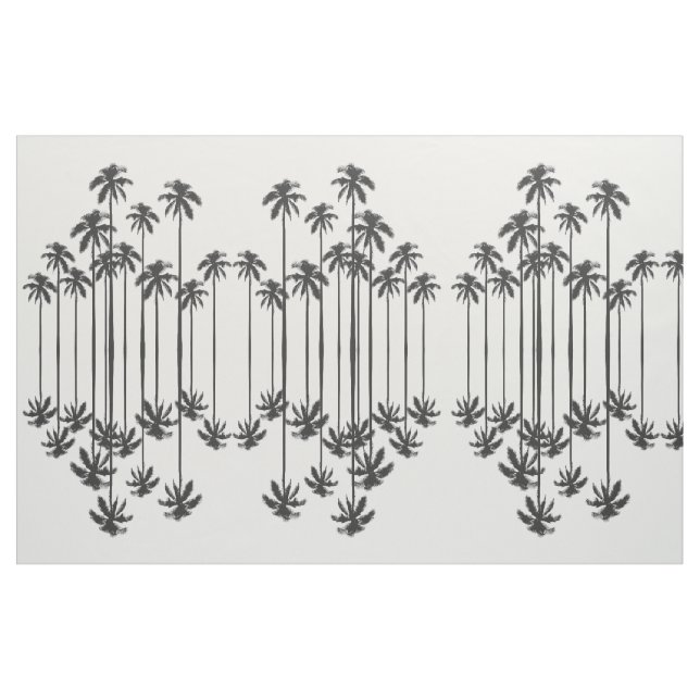 Black and White Exotic Tropical Palm Trees Fabric (Yard)