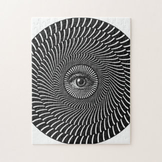 Black and White Eye Circular Graphic Jigsaw Puzzle