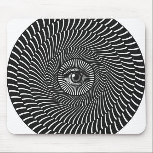 Black and White Eye Circular Graphic Mouse Pad