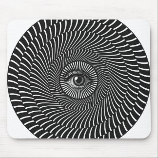 Black and White Eye Circular Graphic Mouse Pad