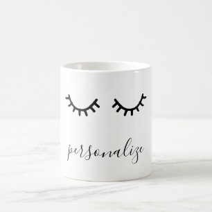 Black and White Eyelashes Coffee Mug