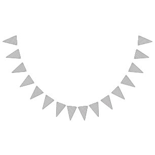 Black and white fabric design featuring intricate bunting
