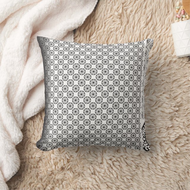 Black and white fabric design featuring intricate  cushion (Blanket)