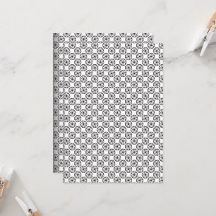 Black and white fabric design featuring intricate invitation