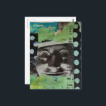 Black and White Face With Polka Dots Collage Postcard<br><div class="desc">A collage made and photographed by Angelandspot in the year 2026 with vintage images from a magazine from 1968,  bits of paper from a book from 1950,  and a 1980s era textbook,  with a bit of green and yellow in the background</div>