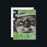 Black and White Face With Polka Dots Letters Postcard<br><div class="desc">A collage made and photographed by Angelandspot in the year 2026 with vintage images from a magazine from 1968,  bits of paper from a book from 1950,  and a 1980s era textbook,  with a bit of green and yellow in the background</div>