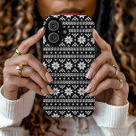 Black and White Fair Isle Christmas Sweater Print iPhone 16 Case<br><div class="desc">Add cosy winter vibes to your phone with our custom case featuring a classic Nordic Fair Isle pattern design. Perfect for the holiday season or year-round, this stylish case combines protection with a touch of traditional Scandinavian charm. Use the design tools to add your own text and photos. Personalise it...</div>
