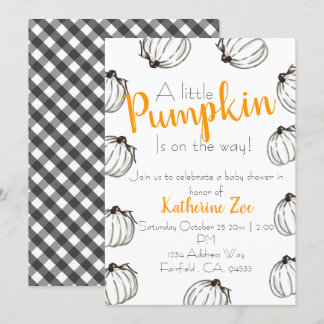 Black and white fall pumpkin baby shower invite