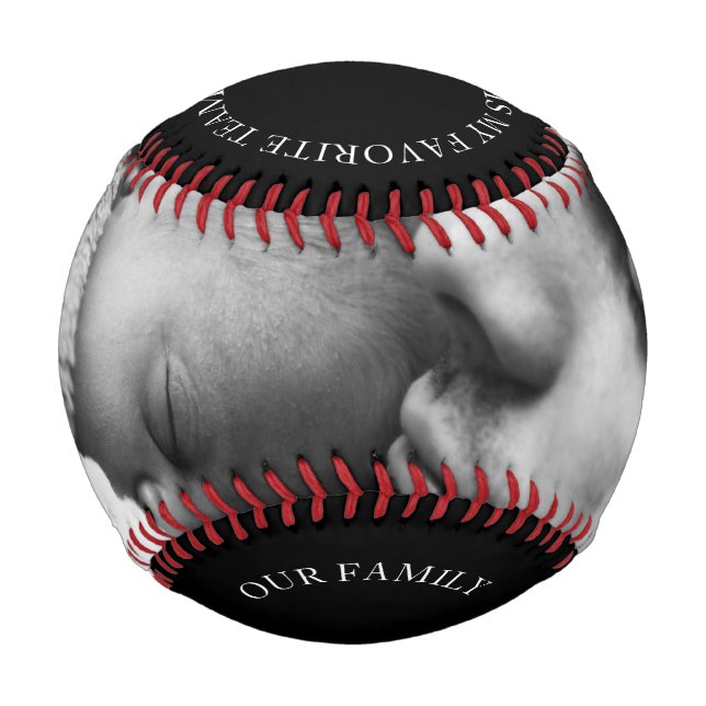 Black and White Family Photo Father and Baby Baseball (Front)