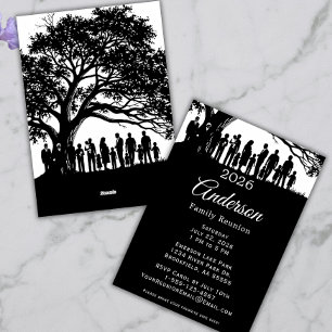 Black and White Family Reunion Simple Modern Tree  Invitation