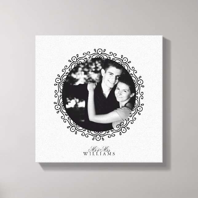Black and White Fancy Decorative Frame Photo Canvas Print (Front)